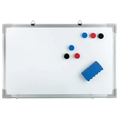 Abbildung von Idena 10414 Whiteboard mit Alurahmen, ca. 40 x 60 cm groß, inklusive 6 Magnete und Schwamm, zur Wandmontage geeignet, ideal für Büro zu Hause, ohne Maker