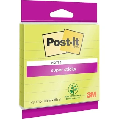 Abbildung von Post it Super Sticky Notes im Großformat, Grün, Liniert, 70 Blatt, 101 mm x Extra stark klebende Notizzettel für To Do Listen und Erinnerungen