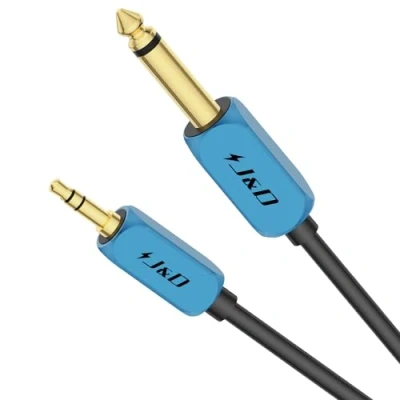 Abbildung von J&amp;D 1/4 Zoll bis 3,5 mm TRS Kabel, Heavy Duty Kupfermantel 6,35mm Männlich zu 3,5mm 1/8 Mono Interconnect Stereo Aux Kabel für Telefon Laptop MP3 Lautsprecher Mixer, 3 Meter