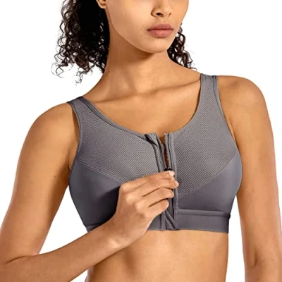 Abbildung von SYROKAN Damen Sport BH Starker Halt Vorderverschluss Ohne Bügel Und Einlagen für Nach Brust OP Fitness Lauf Yoga Wildwachsender Wald 95B