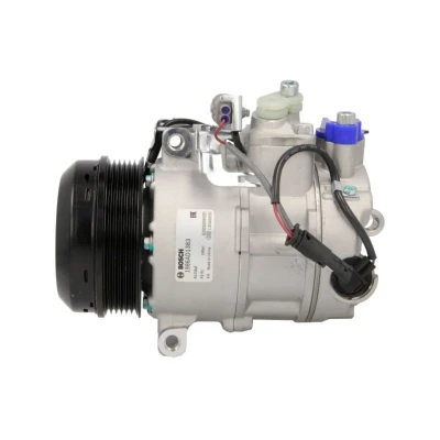 Abbildung von BOSCH 1 986 AD1 383 Kompressor 12V PS R1 R1234yf, R134a mit Montageanleitung, ohne Dichtring MERCEDES BENZ: E Class Saloon, Coupe