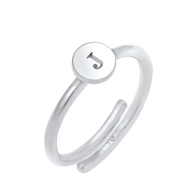 Abbildung von Elli Letter J Ring silvercoloured, Damen, Größe: 54, Silver coloured
