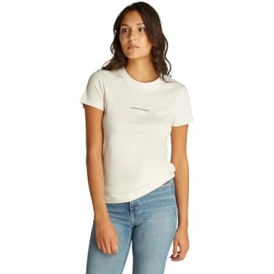 Abbildung von Calvin Klein Jeans Monologo SLIM TEE Tshirt basic, Damen, Größe: 6XL, Ivory