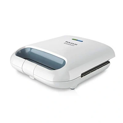 Abbildung von Taurus Mysandwich elektrischer Toaster 800 W 2 quadratische Sandwiches gleichzeitig Perfekte Versiegelung Betriebsanzeige Antihaftbeschichtete Platten Weiß Kunststoff