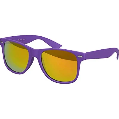 Abbildung von Balinco Sonnenbrille UV400 CAT 3 CE Rubber mit Federscharnier für Damen &amp; Herren (lila rot/orange verspiegelt)