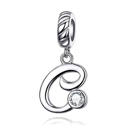 Abbildung von LaMenars Damen Charm Anhänger Alphabet Buchstabe 925 Sterling Silber passend für, Chamilia und europäische Armbänder &amp; Halsketten (Buchstabe C)
