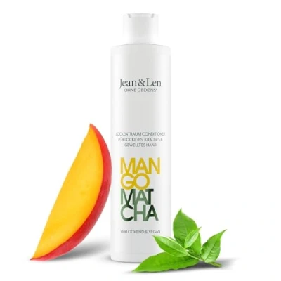 Abbildung von Jean &amp; Len Lockentraum Conditioner Mango Matcha, bändigt widerspenstiges und krauses Haar, verringert Spliss, pflegt definiert natürliche Wellen Locken, ohne Parabene Silikone, vegan, 300ml