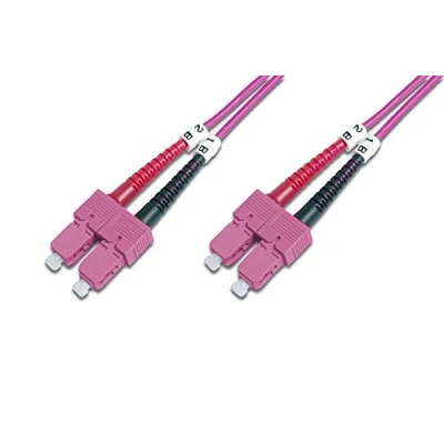 Abbildung von DIGITUS DK 2522 01 4 Glasfaserkabel OM4 1 m SC zu Duplex LWL Kabel 1/10/40/100 Gbit/s MM Multimode Glasfaser LAN Fasertyp: 50/125 µ Violett (Violet)