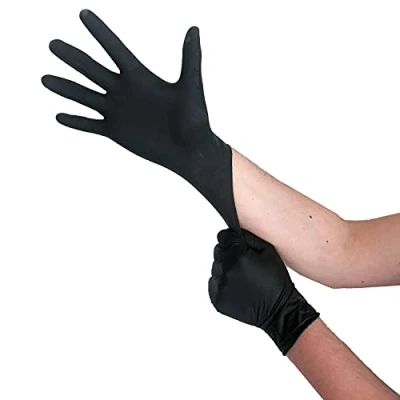 Abbildung von Einweghandschuhe Schwarz Latex, Einmalhandschuhe L, 100 Stück, puderfrei, Handschuhe Einweg, Latexhandschuhe Schwarz, in Größe S, M, L &amp; XL verfügbar