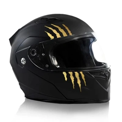 Abbildung von Finest Folia Kratzer Helm Aufkleber 2er Set 7,5x7,5cm Monster Sticker Kralle Deko für Motorrad Auto Motorradhelm Kratzspuren selbstklebend wasserfest K173 (Gold)