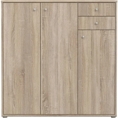 Abbildung von FORTE TEMPRA 2 Kommode mit 3 Türen und Schubladen, KHolzwerkstoff, Sonoma Eiche, 108.8 x 111.1 34.8 cm