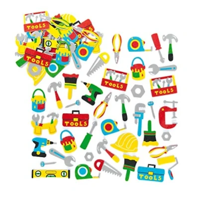 Abbildung von Schaumstoff Aufkleber Werkzeuge Sticker Set zum Basteln für Kinder und als Dekoration 120 Stück, Sortiert