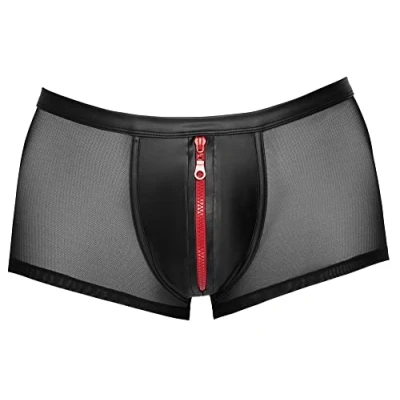Abbildung von Orion Herren Pants erotische Boxer Shorts für Männer, mit rotem Front Reißverschluss, Power Net, angenehmes und rutschfestes Tragegefühl, schwarz