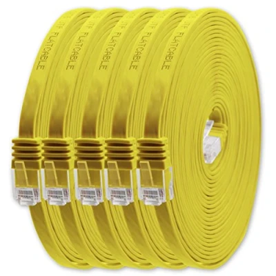 Abbildung von 1aTTack.de 1m gelb 5 Stück Cat.6 Flaches Netzwerkkabel Cat6 Flachkabel Ultra Flach Patchkabel 1000 Mbit/s Gigabit LAN (RJ45) Slim Micro
