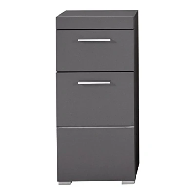 Abbildung von trendteam smart living Amanda Kommode Grau Hochglanz Badschrank (BxHxT) 37 x 79 31 cm Aufbewahrungsschrank mit verstellbaren Einlegeboden Tür links oder rechts montierbar