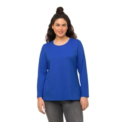 Abbildung von Ulla Popken Damen Langarm shirt T Shirt, Royalblau, 54 56 EU