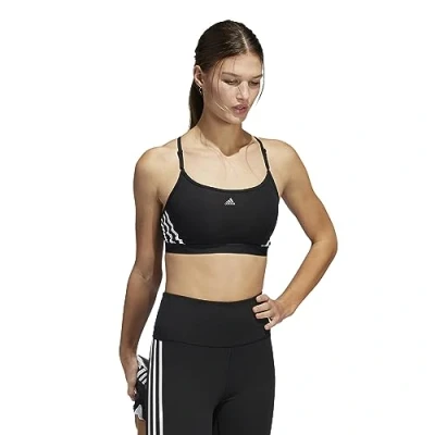 Abbildung von adidas Damen Aeroreact Training Light Support 3 Stripes Bra Sport BH, Black/White, M C D