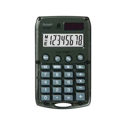 Abbildung von Rebell RE STARLET S Taschenrechner, Dual Power 8 stelliger, grau