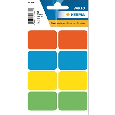 Abbildung von HERMA 3681 Vielzweck Etiketten, 40 Stück, 25 x mm, 8 pro Bogen, selbstklebend, Haushaltsetiketten zum Beschriften für Kalender Planer Basteln, matt, blanko Papier Klebeetiketten Aufkleber, bunt