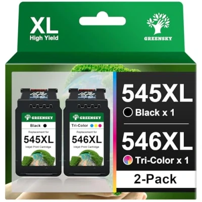 Abbildung von GREENSKY 545 546 XL Multipack Patronen Kompatibel für Canon Druckerpatronen PG 545XL CL 546XL PIXMA MX495 TR4550 TR4551 TS3150 TS3450 TS3350 MG3050 (Schwarz,Farbe)