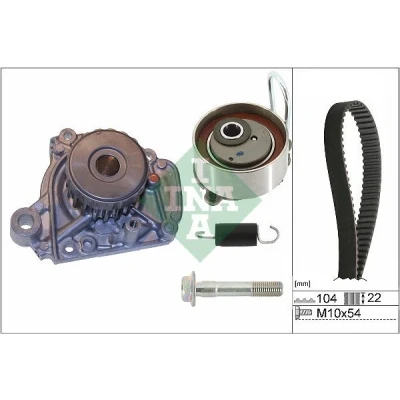Abbildung von INA 530 0506 31 Wasserpumpe + Zahnriemensatz mit HONDA: CIVIC 7 Hatchback