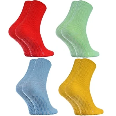 Abbildung von Rainbow Socks Damen Herren Antirutsch Diabetiker Socken Ohne Gummibund ABS 4 Paar Rot Grün Gelb Blau Größen 42 43