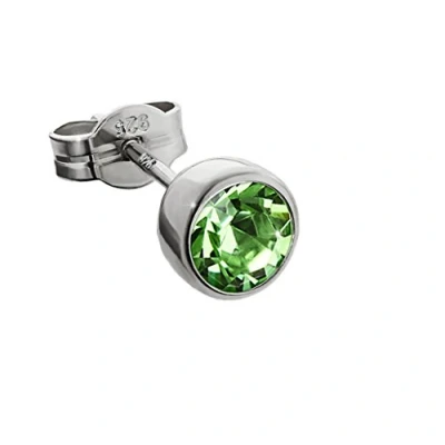 Abbildung von NKlaus Silber Einzel Ohrstecker 925er Sterlingsilber rhodiniert 5,50mm hellgrün Zirkonia Damen 6583
