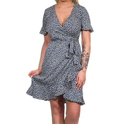 Abbildung von ONLY Onlolivia WRAP Dress Freizeitkleid, Damen, Größe: 38, Blue mirage
