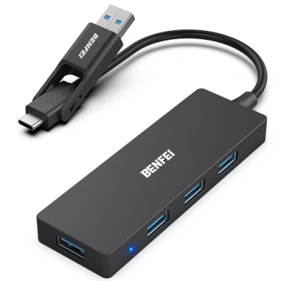 Abbildung von BENFEI 4 Port USB 3.0 Ultra Flacher Datenhub, C Hub mit Ports Adapter, Splitter 5Gbps kompatibel für iPhone 15 Pro/Max MacBook Pro/Air 2023 iPad Pro iMac S23 XPS 17 usw