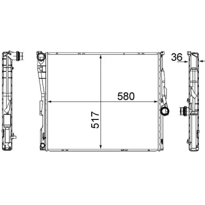 Abbildung von MAHLE ORIGINAL CR 1393 000S Kühler, Motorkühlung für Fahrzeuge mit/ohne Klimaanlage 580 517 36 Kühlrippen gelötet BMW: X3