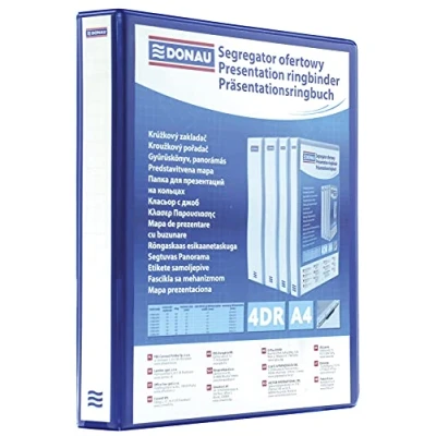 Abbildung von DONAU 2788504PL 10 Präsentationsringbuch Präsentationsordner Ringbuch Präsentation/Blau / 4 D Ring Mechanik DIN A4 Füllhöhe 50 mm/mit Taschen/ 1 Stück