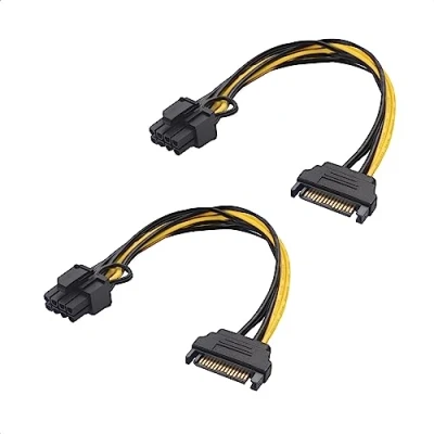 Abbildung von Cable Matters 2er Pack SATA auf 8 pin PCIe (6+2 Pin) Stromkabel (8 Stromkabel/SATA power 15 PCI) 18 cm
