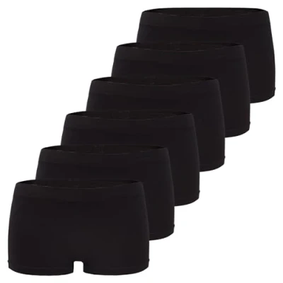 Abbildung von Fabio Farini Damen Panties 6er Pack Hipsters Boxershorts nahtlos, Seamless aus weichem Microfaser Gewebe 6X Schwarz L XL (40/42)