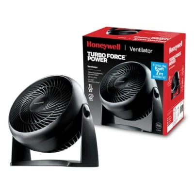 Abbildung von Honeywell TurboForce Turbo Ventilator (Geräuscharme Kühlung, verstellbarer Neigungswinkel bis zu 90, 3 Geschwindigkeitseinstellungen, Wandmontage, Tischventilator) HT900E, Schwarz
