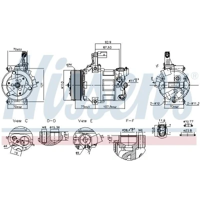 Abbildung von NISSENS 891034 Kompressor DV9 12 PAG 46 YF R 1234yf