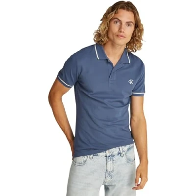 Abbildung von Calvin Klein Jeans Tipping SLIM Poloshirt, Herren, Größe: XL, Vintage indigo