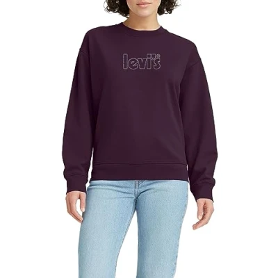 Abbildung von Levi&#039;s Graphic Standard Crewneck Sweatshirt, Damen, Größe: XS, Poster logo forest plum