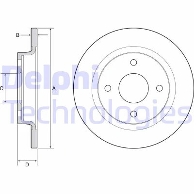 Abbildung von DELPHI BG4954C Bremsscheibe 253 12 4 voll beschichtet unbehandelt ohne Radlager, ABS Sensorring FORD: FIESTA 7