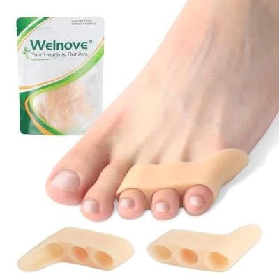 Abbildung von Welnove Gel Pinky Toe Separators 8 Pack Spacers, Bunion Cushions Pads for Women＆Men, Silicone Little Protectors Preventing Rubbing &amp; Relieve Pressure(Beige)