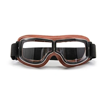 Abbildung von evomosa Motorradbrille Motorräder Retro Pilot Nebelsichere Brille ATV Bike Motocross Schutzbrille Transparente Linse