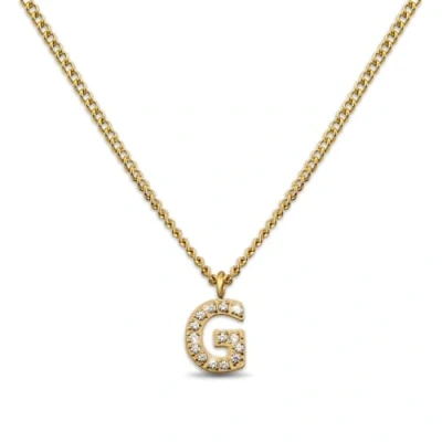 Abbildung von GD GOOD.designs Kette Buchstabe G Gold für Damen I 18K vergoldete Halskette mit Zirkonia Initialien Goldene Edelstahl Buchstabenkette (Buchstabe G)