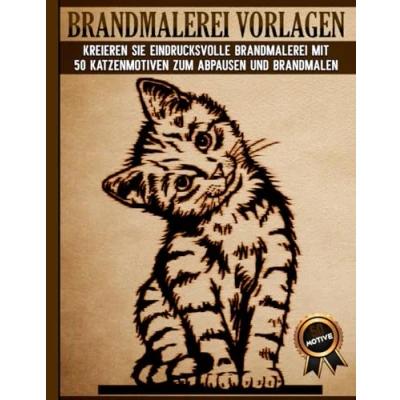Abbildung von Brandmalerei Vorlagen: Pyrographie Schablonen zum Abpausen und Brandmalen mit Katzenmotiven