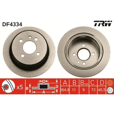 Abbildung von TRW DF4334 Bremsscheibe 258 10 4 100 voll lackiert BMW: 3 Saloon