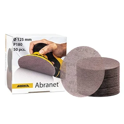 Abbildung von Mirka Abranet Schleifgitter Ø 125mm Klett / Korn P180 50 Stk 5423205018 Für alle Exzenterschleifer und Schleifmaschinen geeignet zum Schleifen von Holz, Spachtel, Lack, Kunststoff