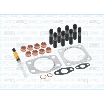 Abbildung von AJUSA JTC11370 Montagesatz, Lader with studs, syringe oil mit Dichtungen Montageanleitung AUDI: 100 C4 Saloon, A6 Avant