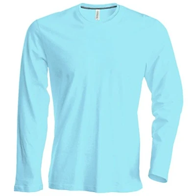 Abbildung von Kariban Herren T Shirt Langarm Rundhals, Skyblue, 4XL