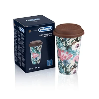 Abbildung von Delonghi DLSC065 Thermobecher aus Keramik mit Silikondeckel Flowers