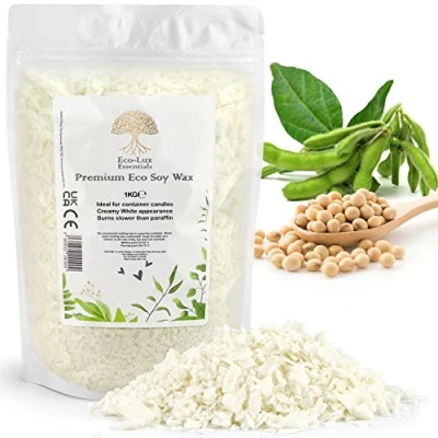 Abbildung von Eco Lux Essentials Premium Sojawachs, vegan, tierversuchsfrei, 100% natürlich (1 kg), Weiß