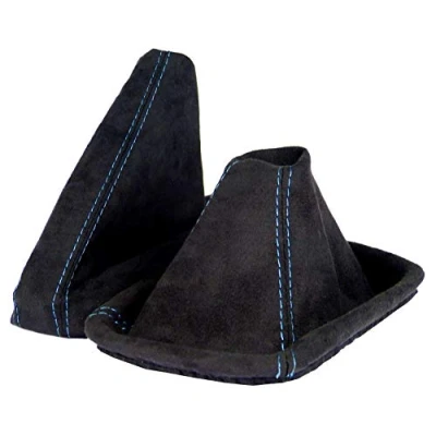 Abbildung von L &amp; P Car Design L&amp;P A0098 Schaltsack Schaltmanschette + Handbremsmanschette kompatibel mit BMW 3er e46 weiche Microfaser Schwarz Naht Blau