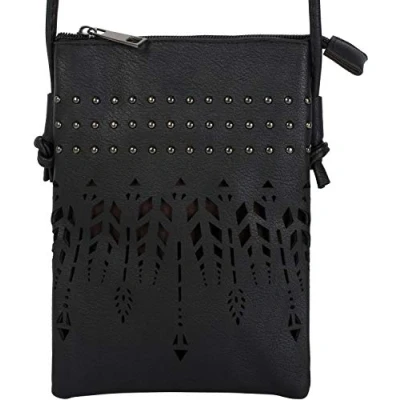 Abbildung von styleBREAKER Damen Mini Bag Umhängetasche Ethno Style und Nieten, Schultertasche, Handtasche, Tasche 02012260, Farbe:Schwarz